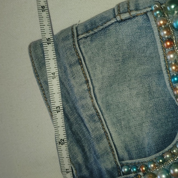 Boston Proper embellished pearl ankle Sz. 12 Blue Jeans NWT - Picture 9 of 11